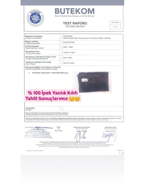 Dut İpeği Yastık Kılıfı 1 adet