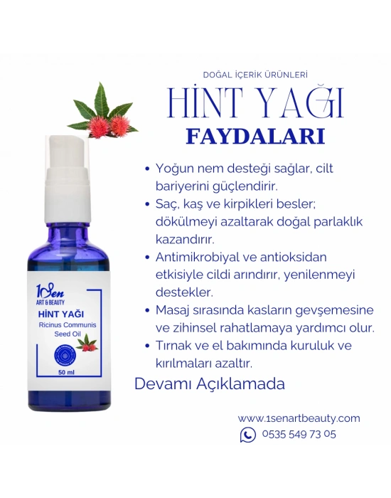 Hint Yağı %100 Hekzansız (Ricinus communis L) – Zihin, Beden ve Cilt İçin Doğal Yenilenme Yağı