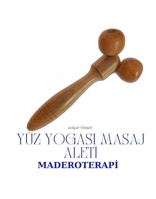 Maderoterapi Ahşap Yüz Yogası Masaj Aleti | El Yapımı, Doğal Cilt Şekillendirici Roller