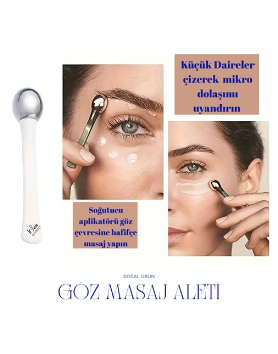 1Sen Art & Beauty Göz Çevresi Soğutucu Masaj Aleti – Şişlik, Morluk ve İnce Çizgi Karşıtı Metal Roller