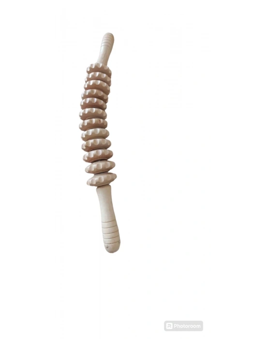 Maderoterapi Engraved Kavisli Roller Ahşap Masaj Aleti