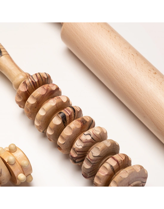 Maderoterapi Engraved Roller Ahşap Masaj Aleti