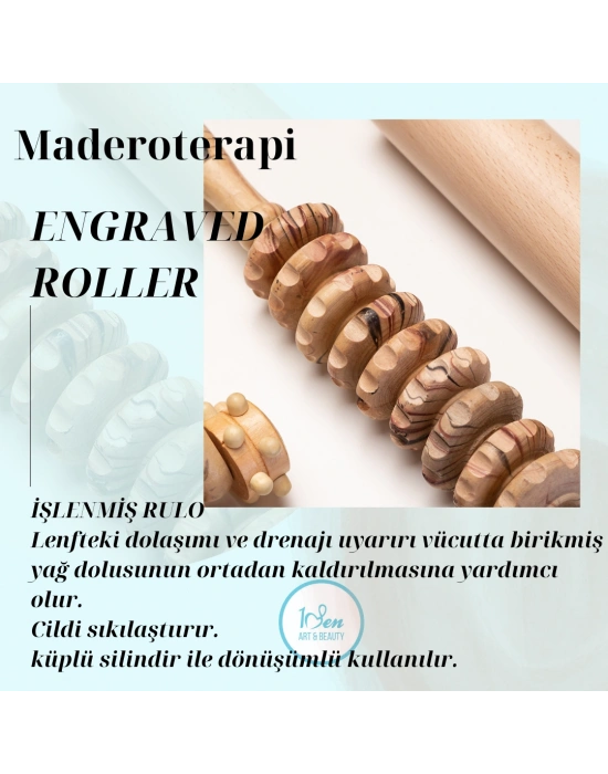 Maderoterapi Engraved Roller Ahşap Masaj Aleti