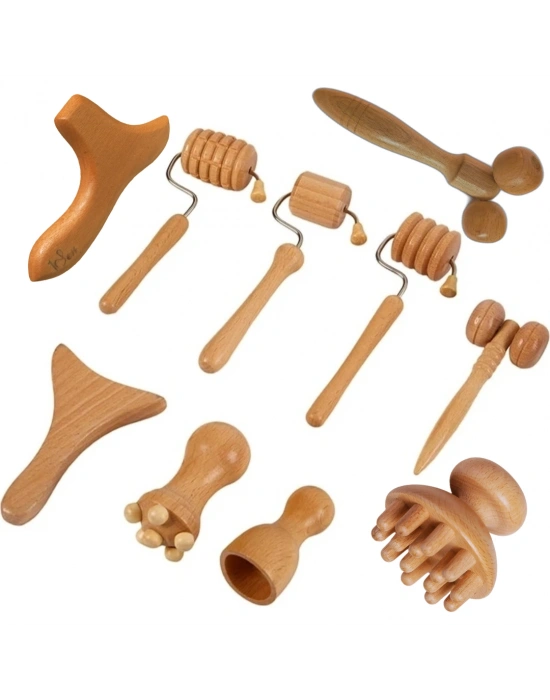 Maderoterapi Face Kit – Ahşap 10’lu Yüz Masaj Aleti Seti