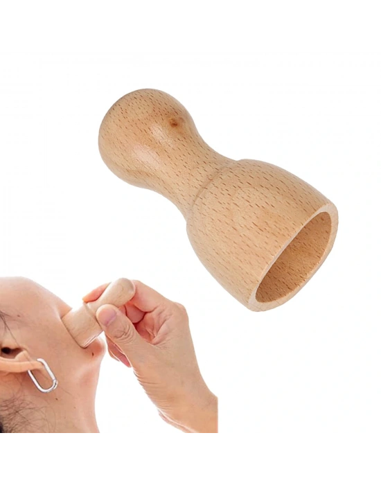 Maderoterapi Mini Mantar Kupa & Mini Kupa |  İkili Set Yüz El Ayak Ahşap Masaj Aleti