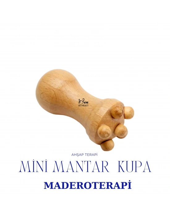 Maderoterapi Mini Mantar Kupa & Mini Kupa |  İkili Set Yüz El Ayak Ahşap Masaj Aleti