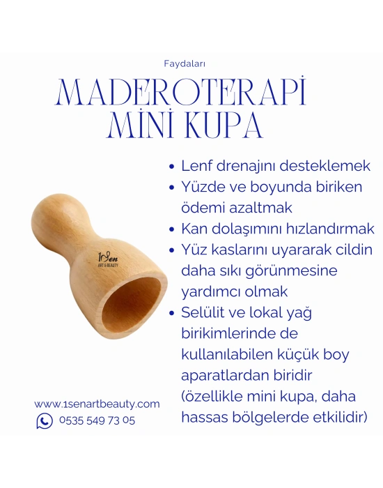 Maderoterapi Mini Mantar Kupa & Mini Kupa |  İkili Set Yüz El Ayak Ahşap Masaj Aleti