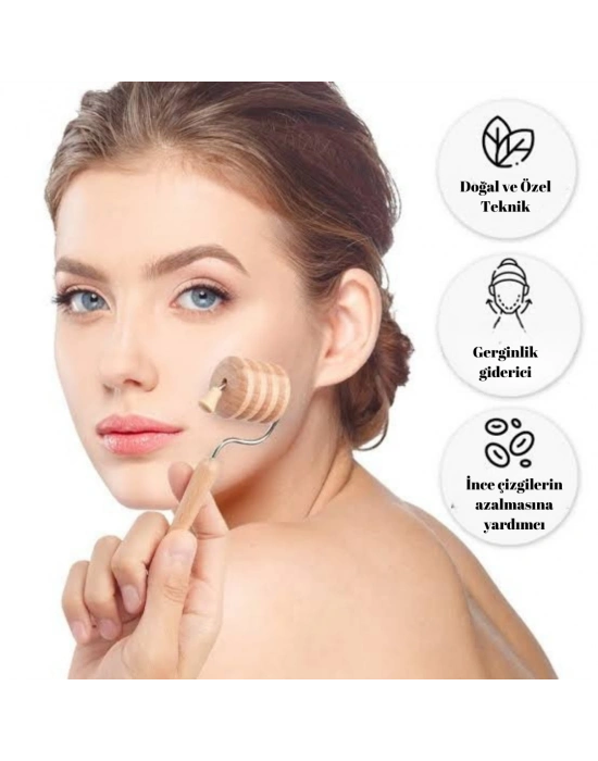 Maderoterapi Spiral Rulo Ahşap Masaj Aleti- Yüz masaj aleti