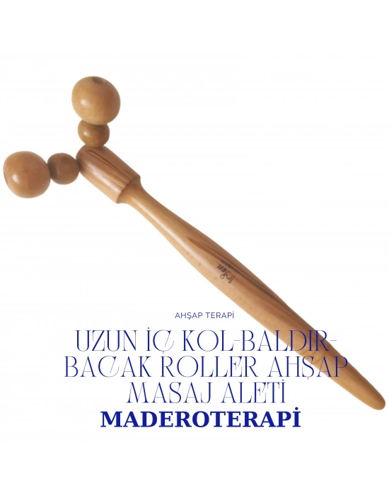 Maderoterapi Uzun İç Kol-Baldır- Bacak roller Ahşap Masaj Aleti