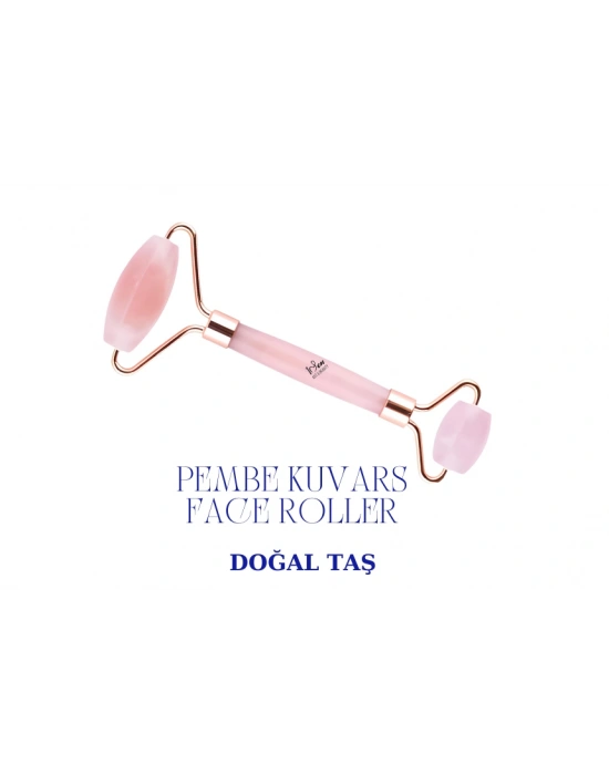 Pembe Kuvars Face Roller | Doğal Taş Yüz Masaj Aleti