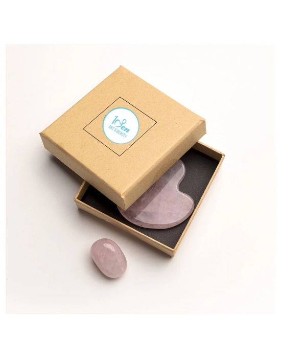 Pembe Kuvars Kalp-Mantar-Roller 3lü Set Masaj Taşı | Doğal Yüz Şekillendirici & Cilt Canlandırıcı 3lü Set