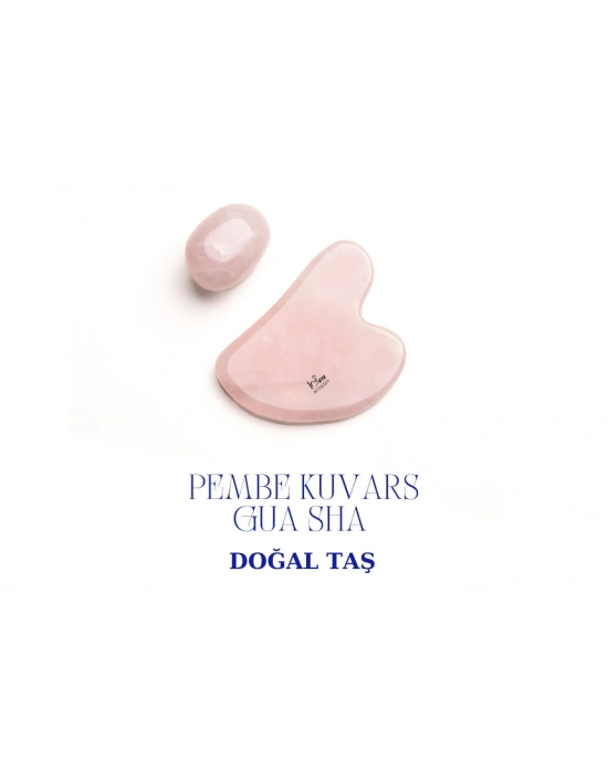 Pembe Kuvars Kalp-Mantar-Roller 3lü Set Masaj Taşı | Doğal Yüz Şekillendirici & Cilt Canlandırıcı 3lü Set