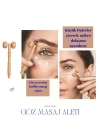 1Sen Art & Beauty 4 lü Işıltı Seti -(Hint yağı -Göz Çevresi Soğutucu Masaj Aleti – Ahşap Masaj Aleti -Sedef Kaşık) Şişlik, Morluk ve İnce Çizgi Karşıtı Metal Roller