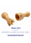 Maderoterapi Mini Mantar Kupa & Mini Kupa |  İkili Set Yüz El Ayak Ahşap Masaj Aleti