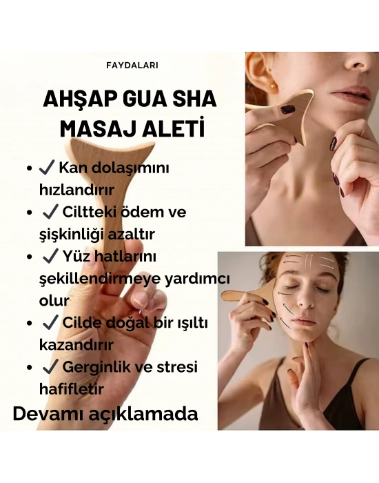 Maderoterapi Gua Sha Ahşap Masaj Aleti - Yüz Masaj Aleti