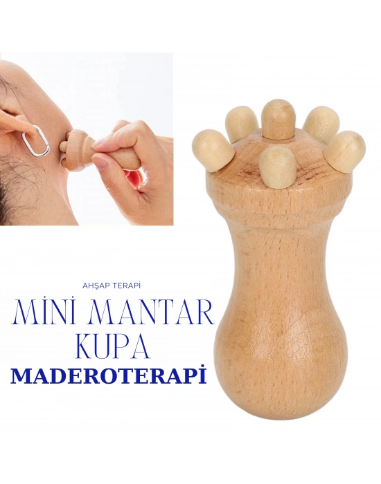 Maderoterapi Mini Mantar Kupa & Mini Kupa |  İkili Set Yüz El Ayak Ahşap Masaj Aleti