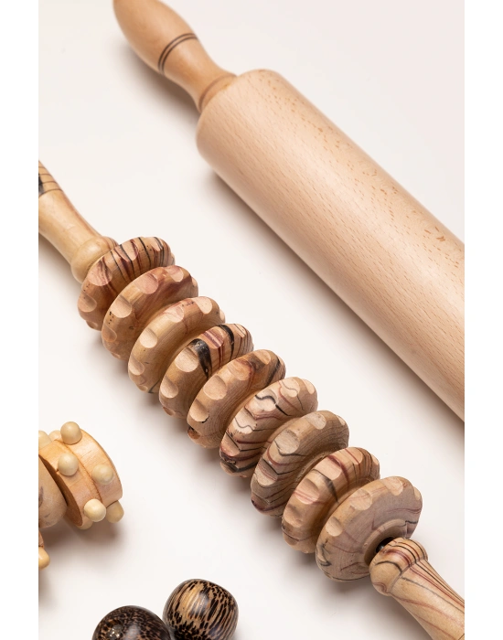 Maderoterapi Engraved Roller Ahşap Masaj Aleti
