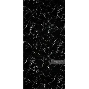 Siyah Beyaz Mermer Desenli Pvc Duvar Paneli 122cmx244cm