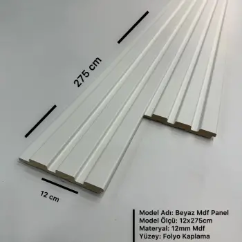 Beyaz Mdf Duvar Lambri Panel 12cmx275cm (12mm)