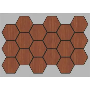Jr.Hexagon Akustik Duvar Paneli Ceviz 55x87 cm