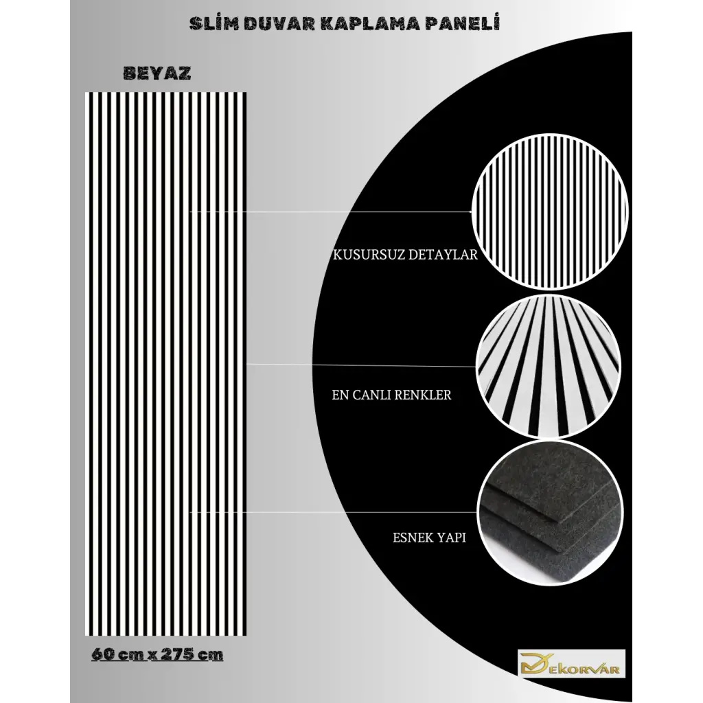 Beyaz Slim Duvar Kaplama Paneli 60cmx275cm