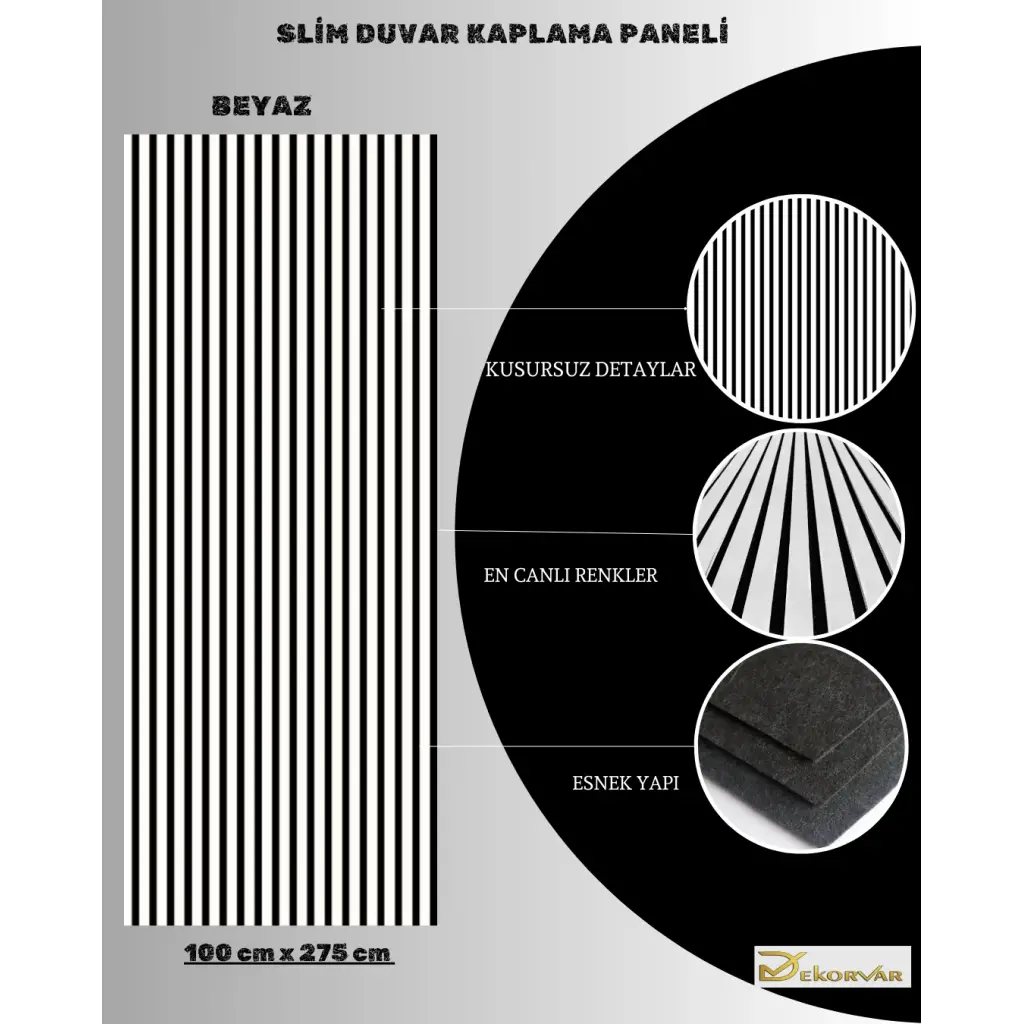 Beyaz Slim Duvar Kaplama Paneli 100cmx280cm