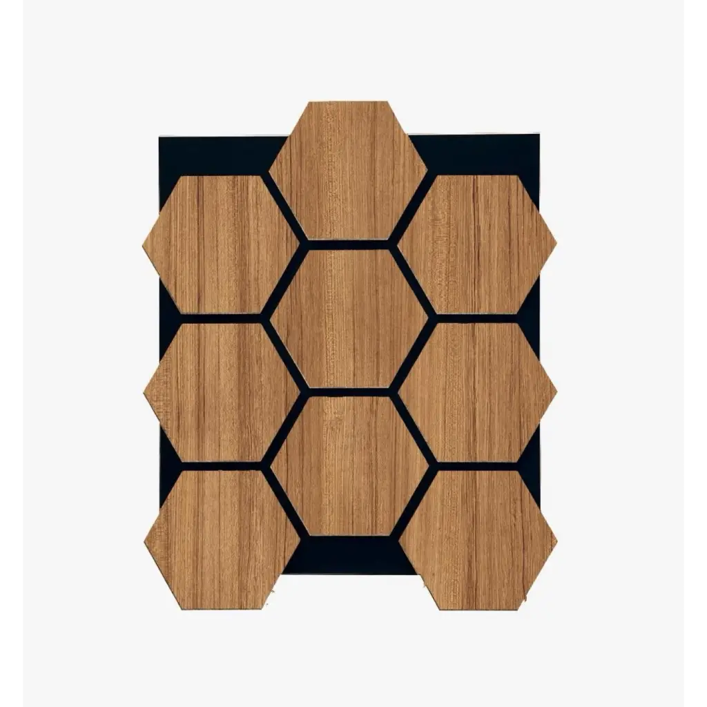 Hexagon Akustik Altıgen Duvar Paneli Teak- 65cmx80cm