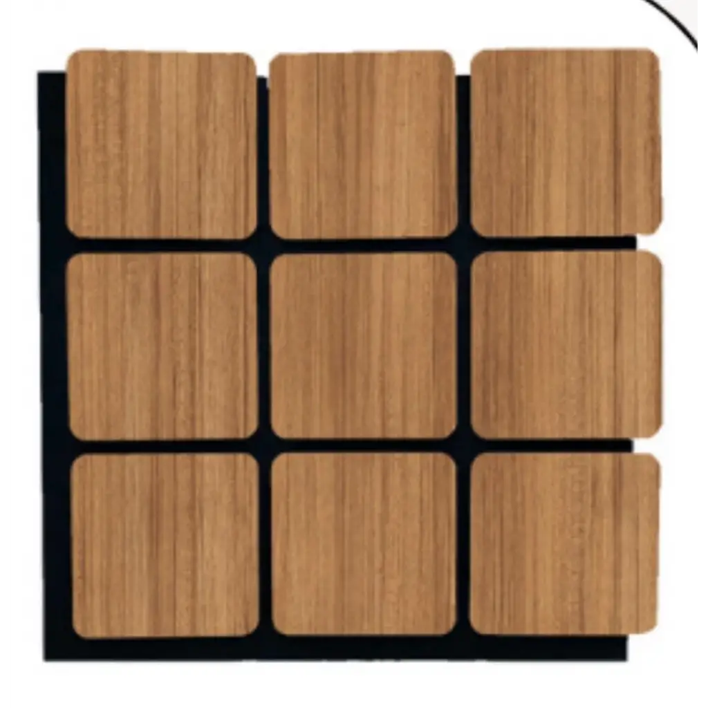 Kare Akustik Altıgen Duvar Paneli Teak 60cmx60cm