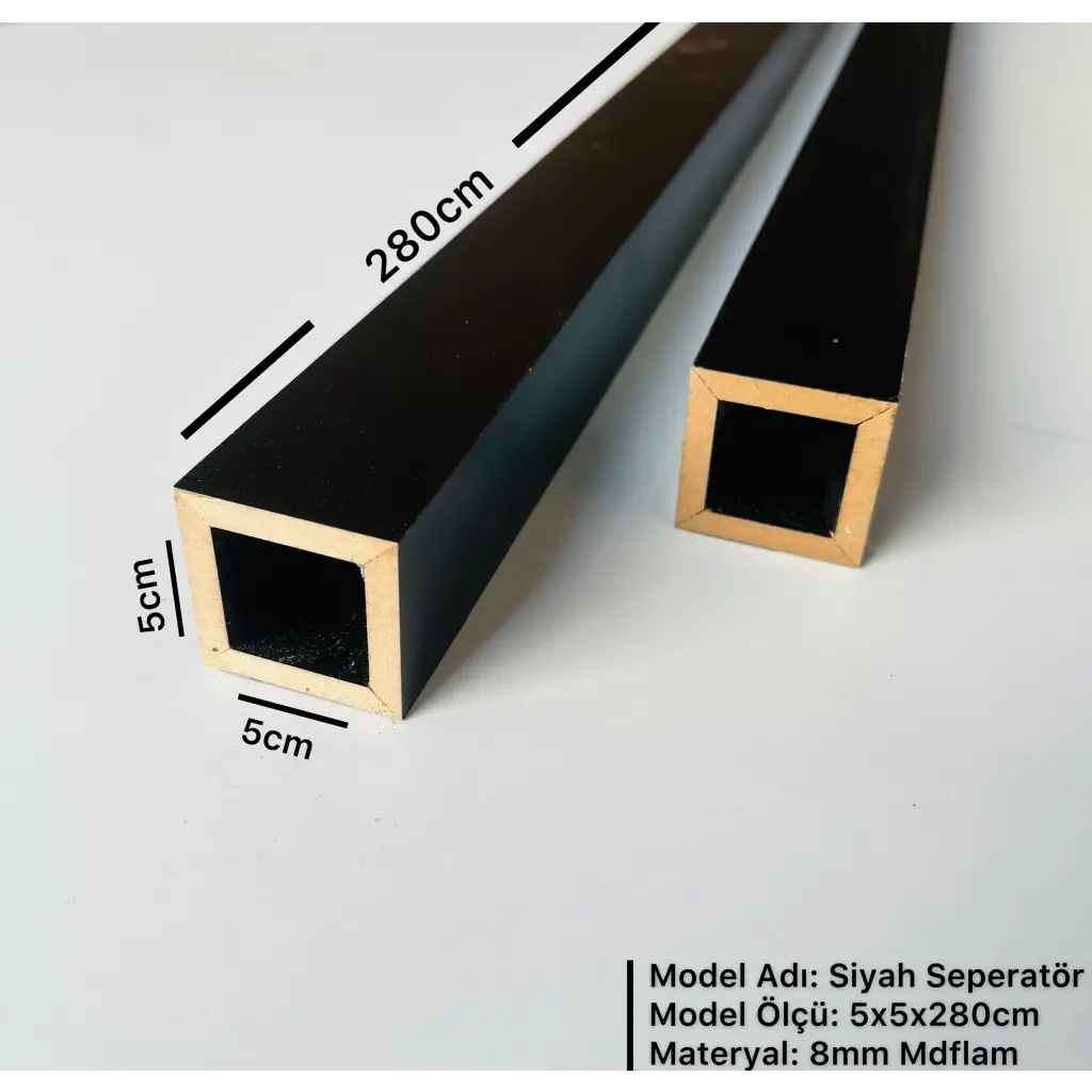 Siyah Seperatör Bölme Profili 5cmx5cmx280cm
