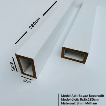 Beyaz Seperatör Bölme Profili 5cmx8cmx280cm