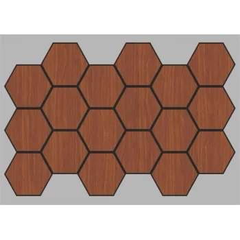 Jr.Hexagon Akustik Duvar Paneli Ceviz 55x87 cm