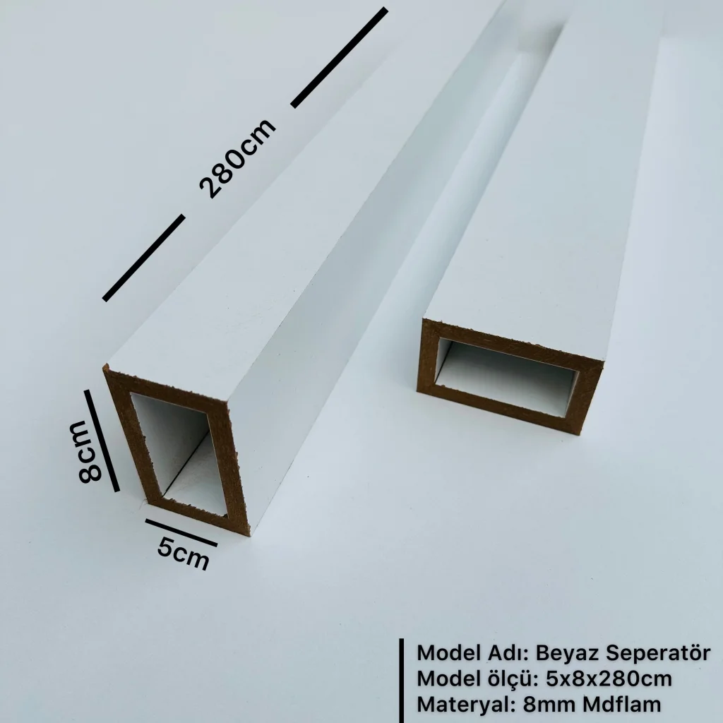 Beyaz Seperatör Bölme Profili 5cmx8cmx280cm