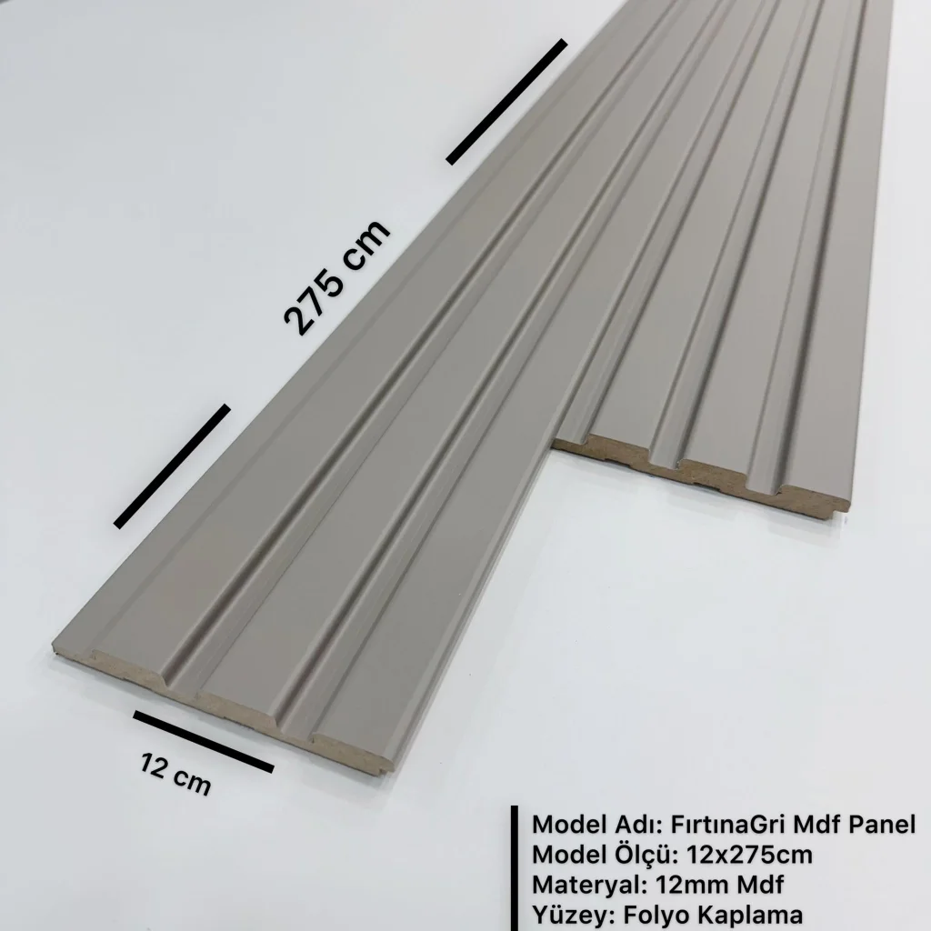 Fırtına Gri Mdf Duvar Lambri Panel 12cmx275cm (12mm)