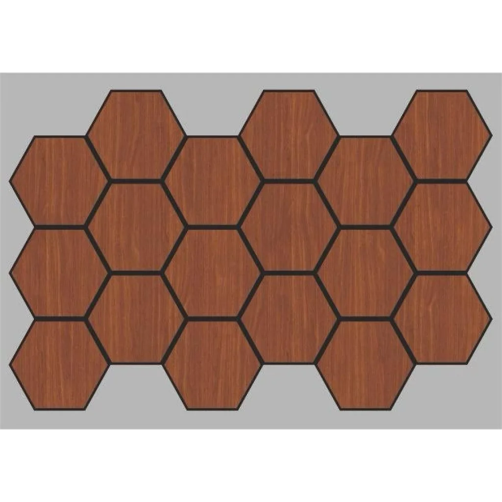 Jr.Hexagon Akustik Duvar Paneli Ceviz 55x87 cm