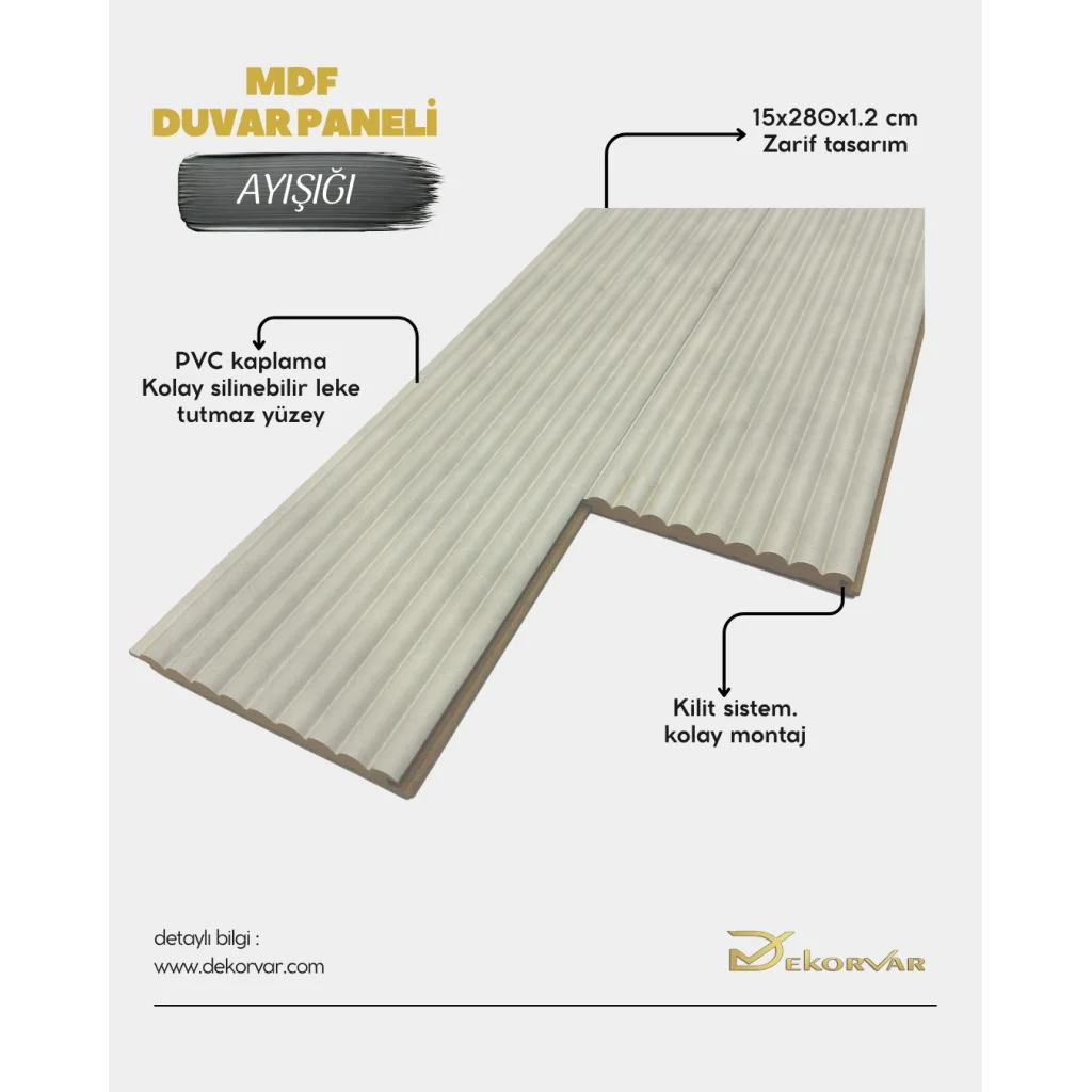 Ayışığı Cloe Mdf Lambri Duvar Paneli 15cmx280cm