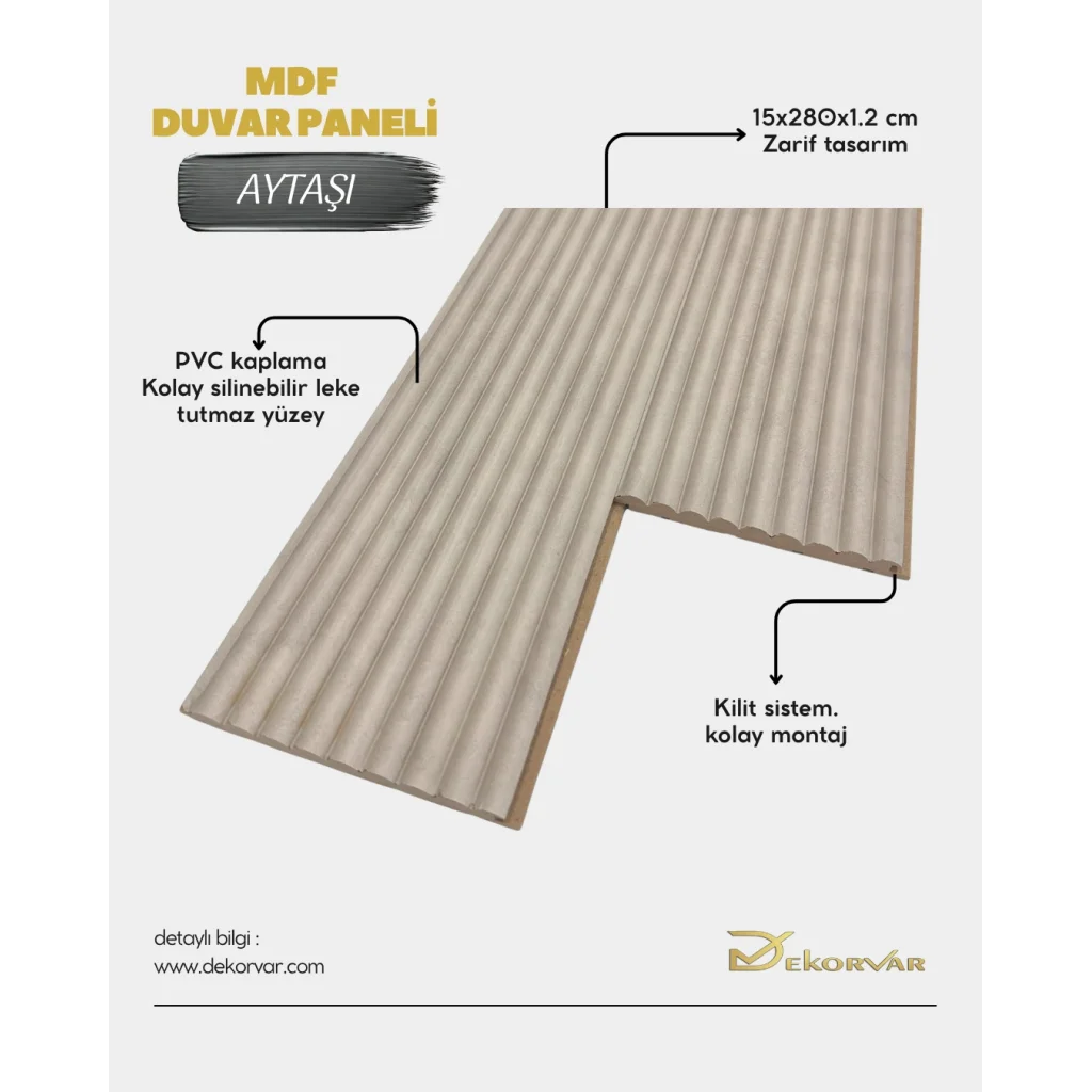 Aytaşı Cloe Mdf Lambri Duvar Paneli 15cmx280cm