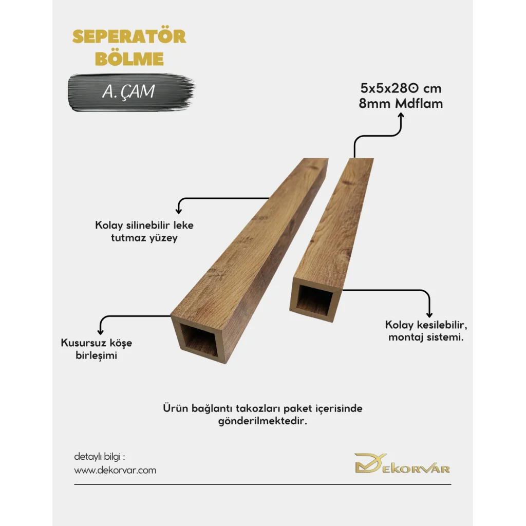 Atlantik Çam Seperatör Bölme Profili 5cmx5cmx280cm