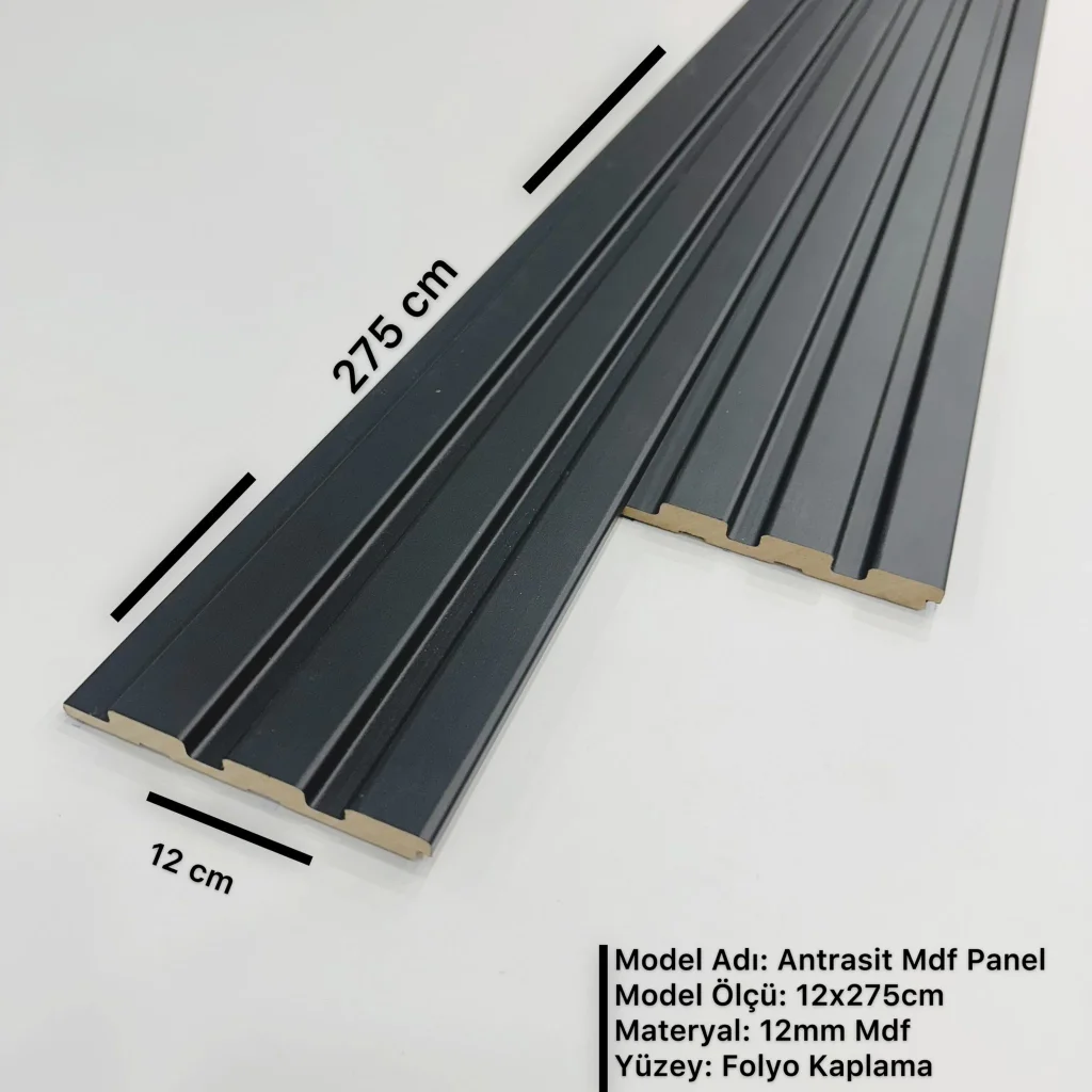 Antrasit Mdf Duvar Lambri Panel 12cmx275cm (12mm)