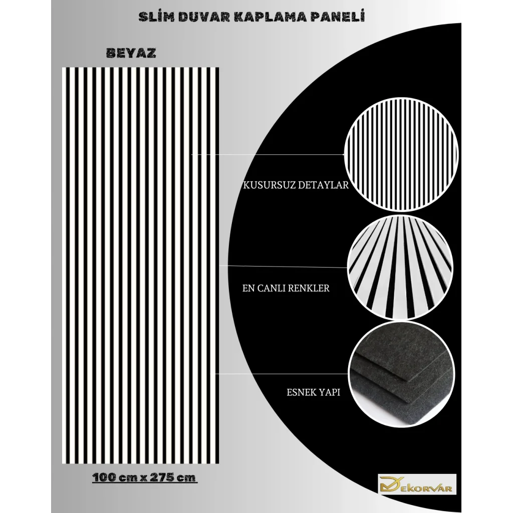 Beyaz Slim Duvar Kaplama Paneli 100cmx280cm