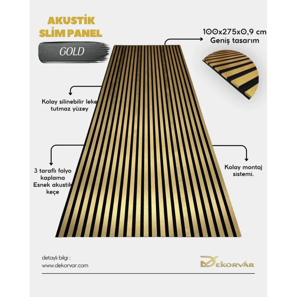 Gold Slim Duvar Kaplama Paneli 100cmx275cm