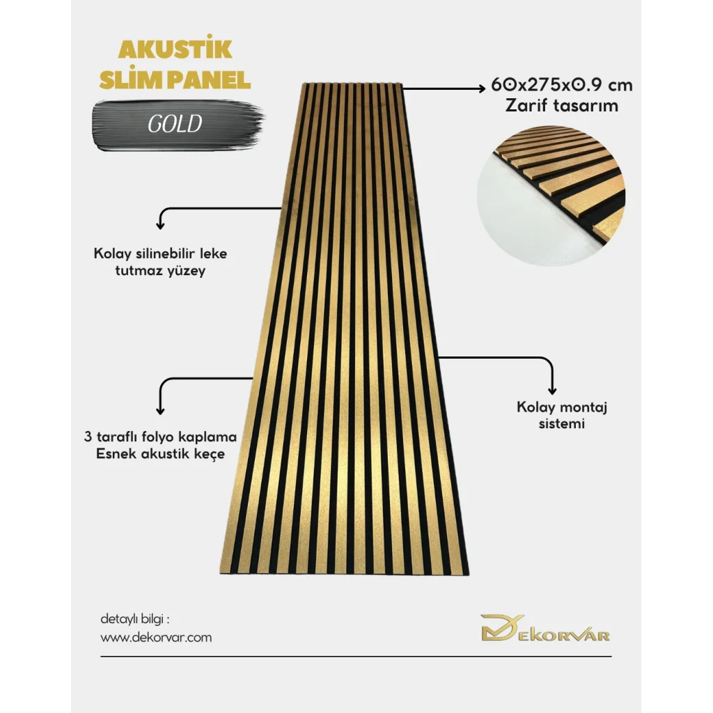 Gold Slim Duvar Kaplama Paneli 60cmx275cm