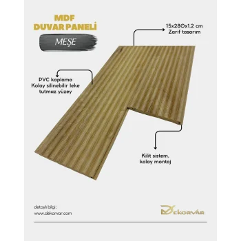 Meşe Cloe Mdf Lambri Duvar Paneli 15cmx280cm