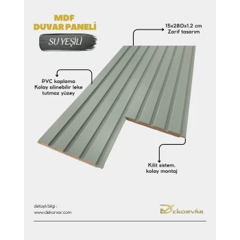 Su Yeşili Tetra Mdf Lambri Duvar Paneli 15cmx280cm