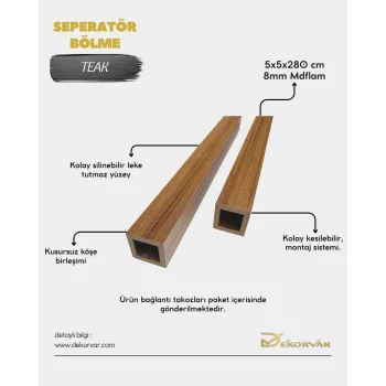 Teak Seperatör Bölme Profili 5cmx5cmx280cm