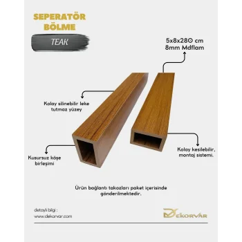 Teak Seperatör Bölme Profili 5cmx8cmx280cm