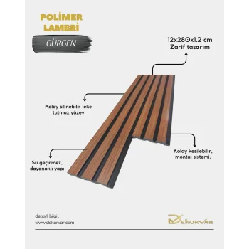 Gürgen Polimer Lambri Duvar ve Tavan Paneli - 12mm