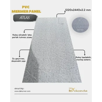 Blue Atlas Mermer Desenli Pvc Duvar Paneli 1220x2440x2.2