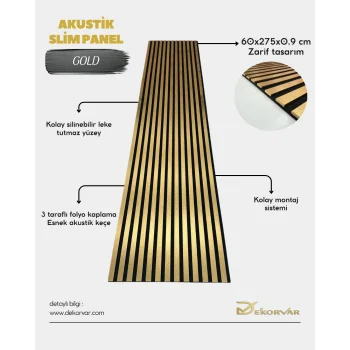 Gold Slim Duvar Kaplama Paneli 60cmx275cm