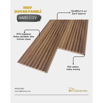 Hareli Ceviz Cloe Mdf Lambri Duvar Paneli 15cmx280cm