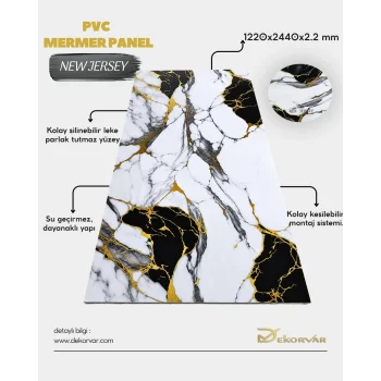 New Jersey Mermer Desenli Pvc Duvar Paneli 1220x2440x2.2